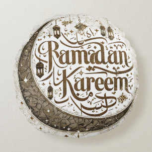 Coussins Ronds Ramadan Moubarak Lanterne de jeûne musulman croiss