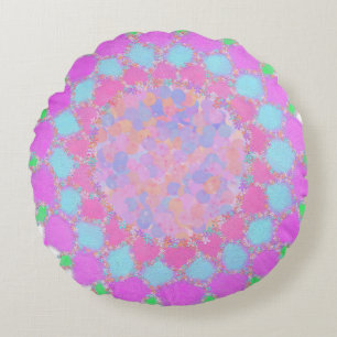 Coussins Ronds Rangoli floral à éclaboussure de peinture Holi