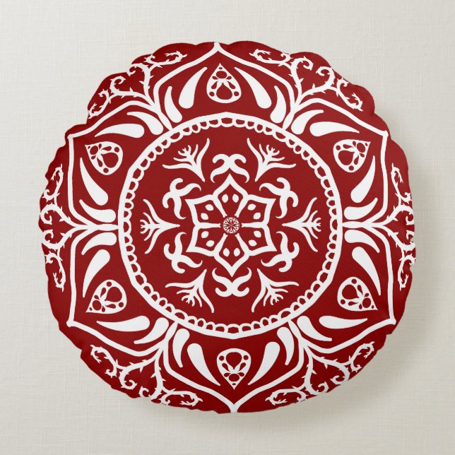 Coussins Ronds Raspberry Mandala (Devant)