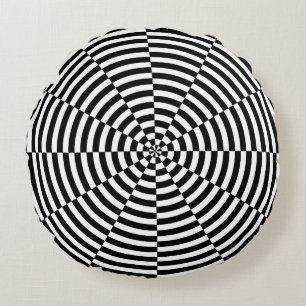 Coussins Ronds Rayonnement noir et blanc par Kenneth Yoncich