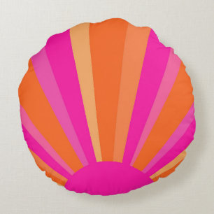 Coussins Ronds Rayons de soleil rose, orange et jaune