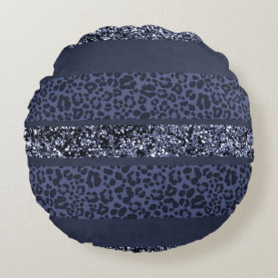 Coussins Ronds Rayures de paillettes de léopard Glam 5