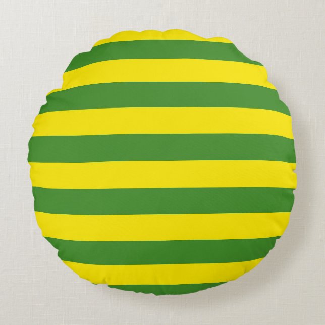 Coussins Ronds Rayures jaune et verte (Devant)