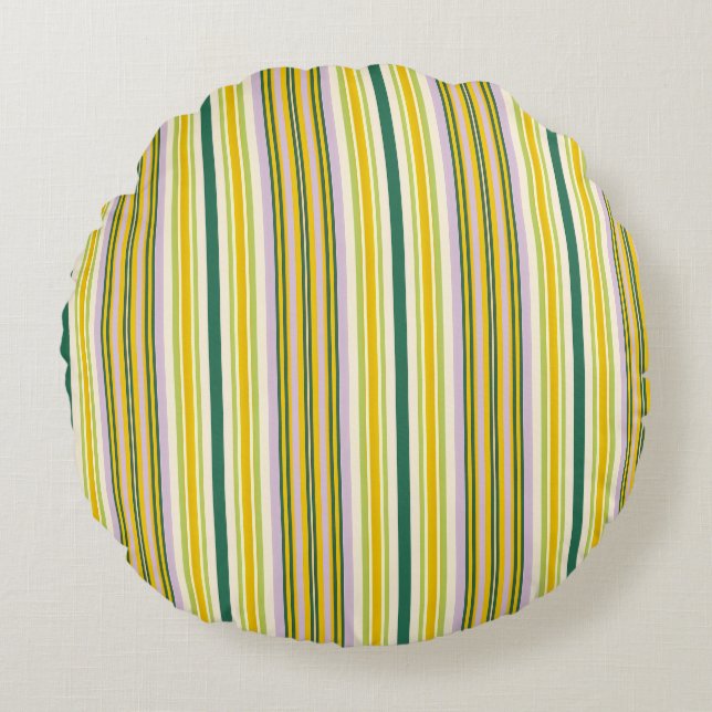 Coussins Ronds Rayures jaune vert (Devant)