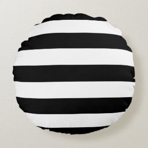 Coussins Ronds Rayures noires et blanches de style moderne