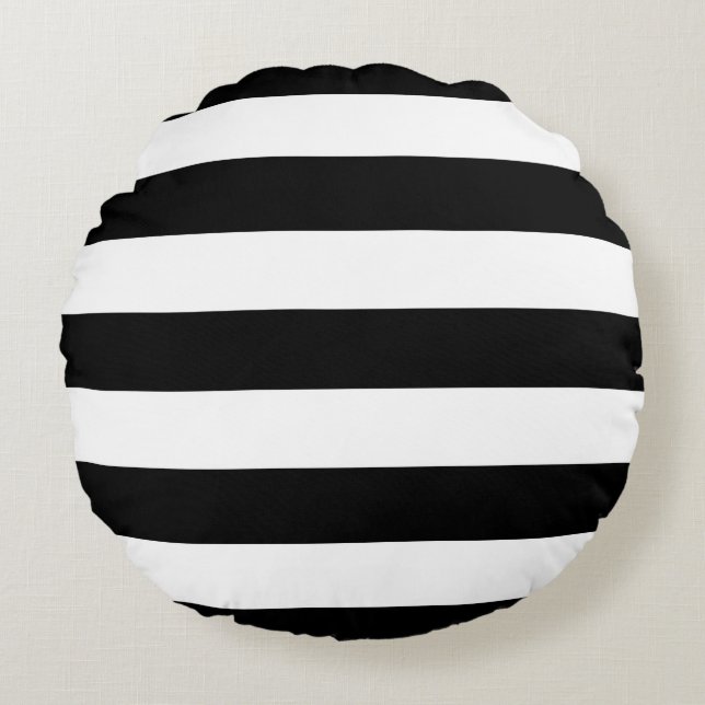 Coussins Ronds Rayures noires et blanches de style moderne (Devant)