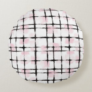 Coussins Ronds Rayures noires roses