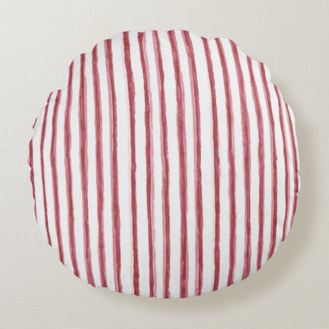 Coussins Ronds Rayures rouges blanches (Devant)