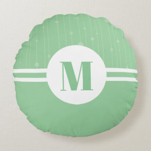 Coussins Ronds Rayures vert menthe monogramme pastel minimal