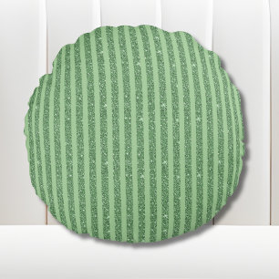 Coussins Ronds Rayures verticales simples en vert forêt pailleté
