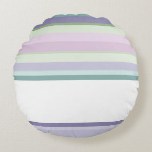 Coussins Ronds Rayures violettes, Neptune, vert de mer et lavande