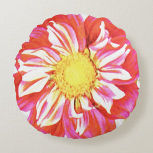 Coussins Ronds Red Dahlia, art numérique