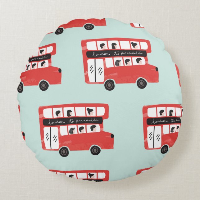 Coussins Ronds Red London Double Decker Bus sans joint Motif (Devant)