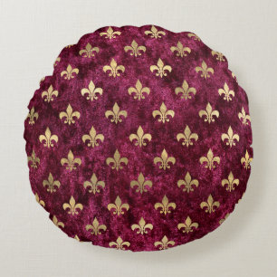 Coussins Ronds Red Velvet Fleur de Lis Mardi gras d'Orleans