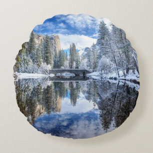Coussins Ronds Réflexion d'hiver chez Yosemite