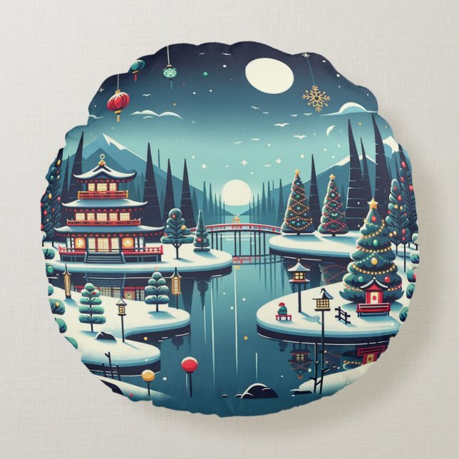 Coussins Ronds Réflexions de Yuletide sur le Sac fourre-tout Est (Devant)