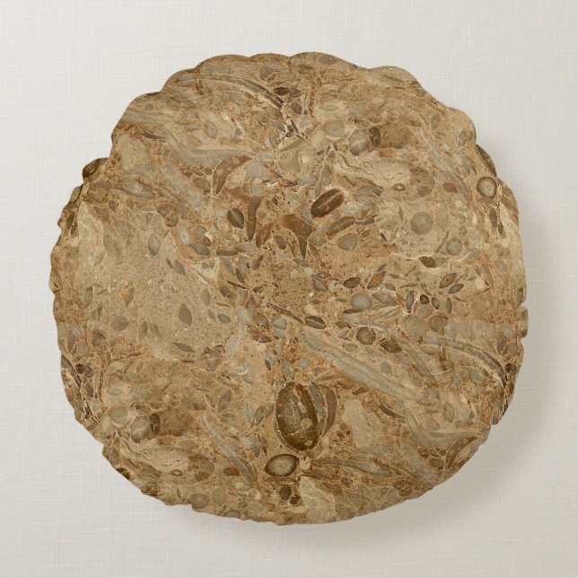 Coussins Ronds Regard fossile de marbre Brown (Devant)