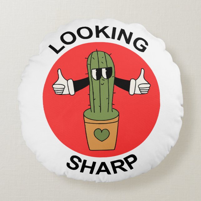 Coussins Ronds Regard Perçant  Pun de cactus (Devant)