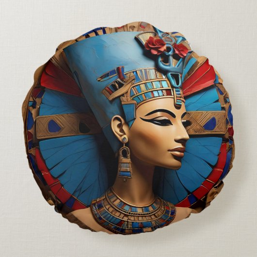 Coussins Ronds Reine Nefertiti, ancien Dieu égyptien (Dos)