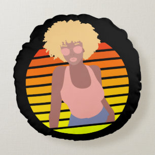 COUSSINS RONDS REINE RÉTRO AFRO - REINE AFRO AMÉRICAINE