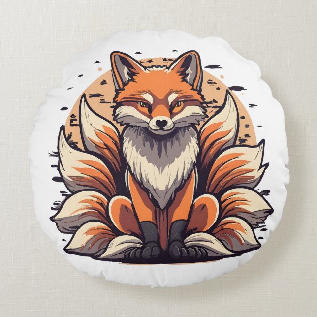 Coussins Ronds Renard à neuf queues (Devant)
