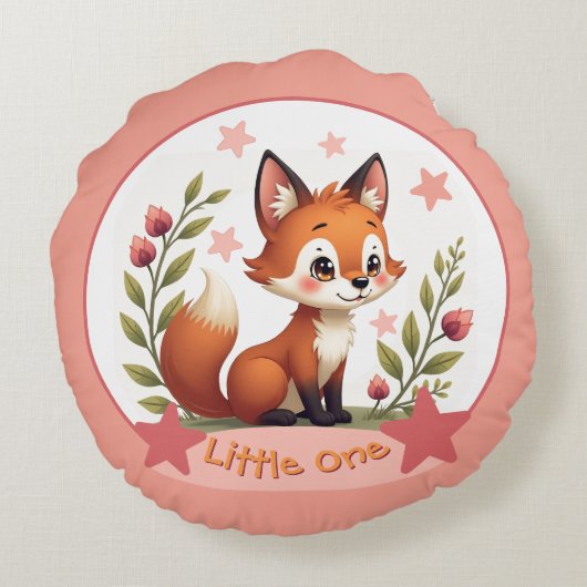 Coussins Ronds Renard avec la typographie du nom (Dos)