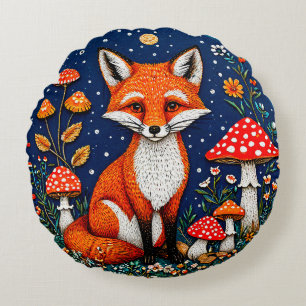 Coussins Ronds Renard de dessin animé mignon