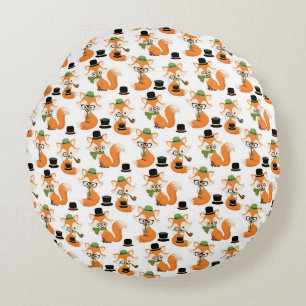 Coussins Ronds Renard Orange Forêt Arbres Automne Lunettes Hipste