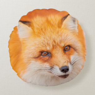 Coussins Ronds Renard rouge japonais se reposant, dormant et joua
