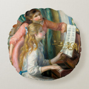 Coussins Ronds Renoir Deux Jeunes Filles au Piano Impression Musi