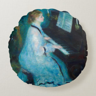 Coussins Ronds Renoir femme à l'impressionniste Vintage de piano