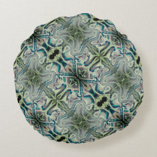 Coussins Ronds Répétition de cyan gris vert et vert