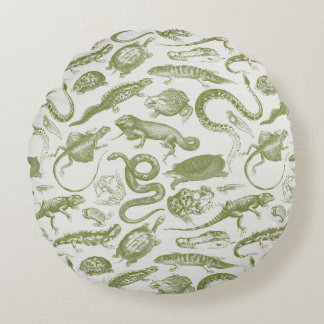 Coussins Ronds Reptiles et Amphibiens Animaux Motif Goblincore