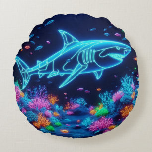 Coussins Ronds Requin néon coloré