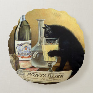 Coussins Ronds Rétro affiche française "bourgeois d'absinthe "