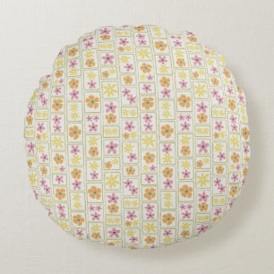 Coussins Ronds Rétro Crème Patchwork Floral 16"