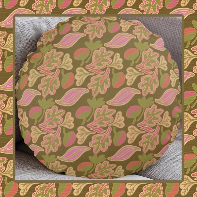 Coussins Ronds Retro leaves in bohem patterndesign (Créateur téléchargé)
