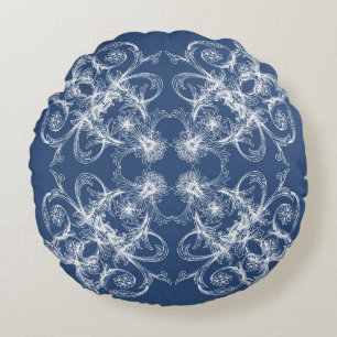 Coussins Ronds Rétro marine baroque florale