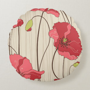 Coussins Ronds Rétro motif de pavots