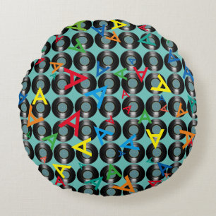 Coussins Ronds Retro Motif élégant des initiales - Personnalisé