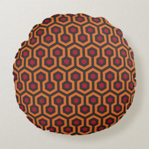 Coussins Ronds Rétro motif rouge-brun orange moderne d'hexagone