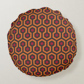 Coussins Ronds Rétro motif rouge-brun orange moderne d'hexagone (Dos)