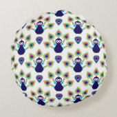 Coussins Ronds rétro paon exotique de l'Inde (Dos)