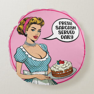 Coussins Ronds Retro Pinup_ servi tous les jours