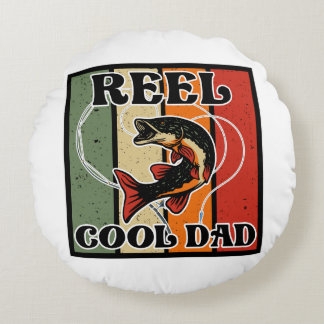 Coussins Ronds Retro Vintage Pêche Reel Cool Papa Pêcheur Amant