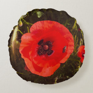 Coussins Ronds Rêve de Pavot Floral – Fleurs Sauvages Fantastique