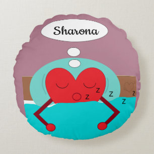 Coussins Ronds Rêves de coeur violet et vert