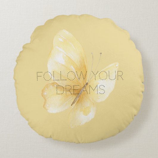 Coussins Ronds Rêves de Papillon Jaune (Devant)