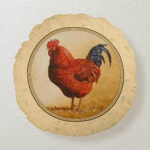 Coussins Ronds Rhode Island Red Rooster Yellow Arrière - plan