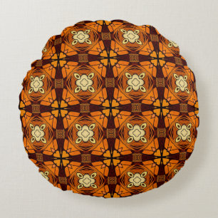 Coussins Ronds Riche Terracotta brûlé orange brun motif